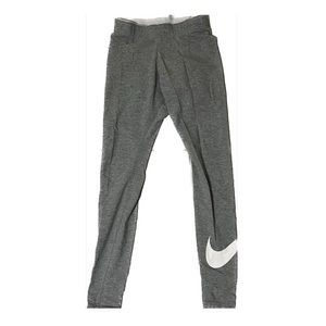 Nike grey cotton leggings with swoosh on leg